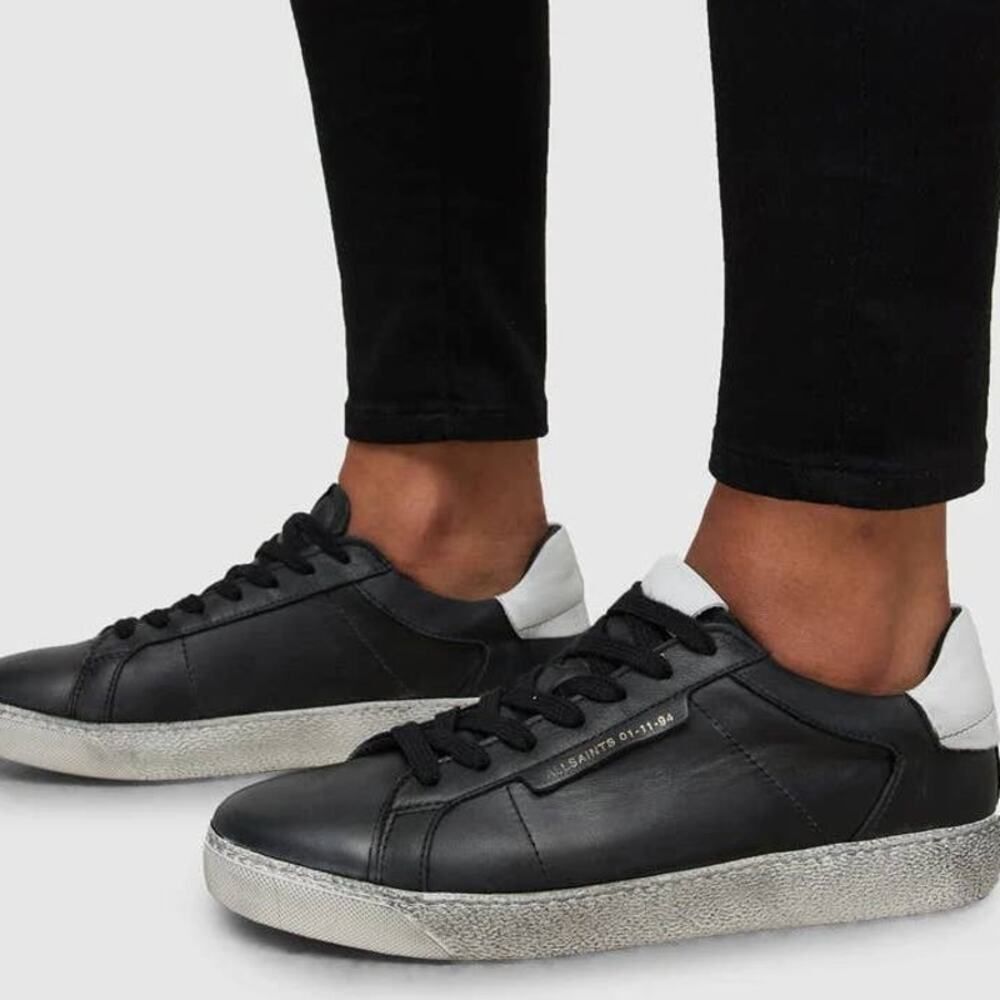 AllSaints Sheer Leather Sneakers In Black White Bicolor